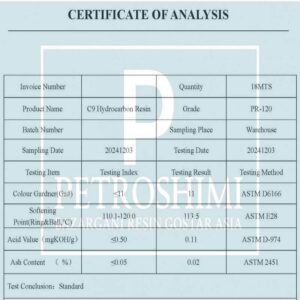 برگه آنالیز پترو رزین c9